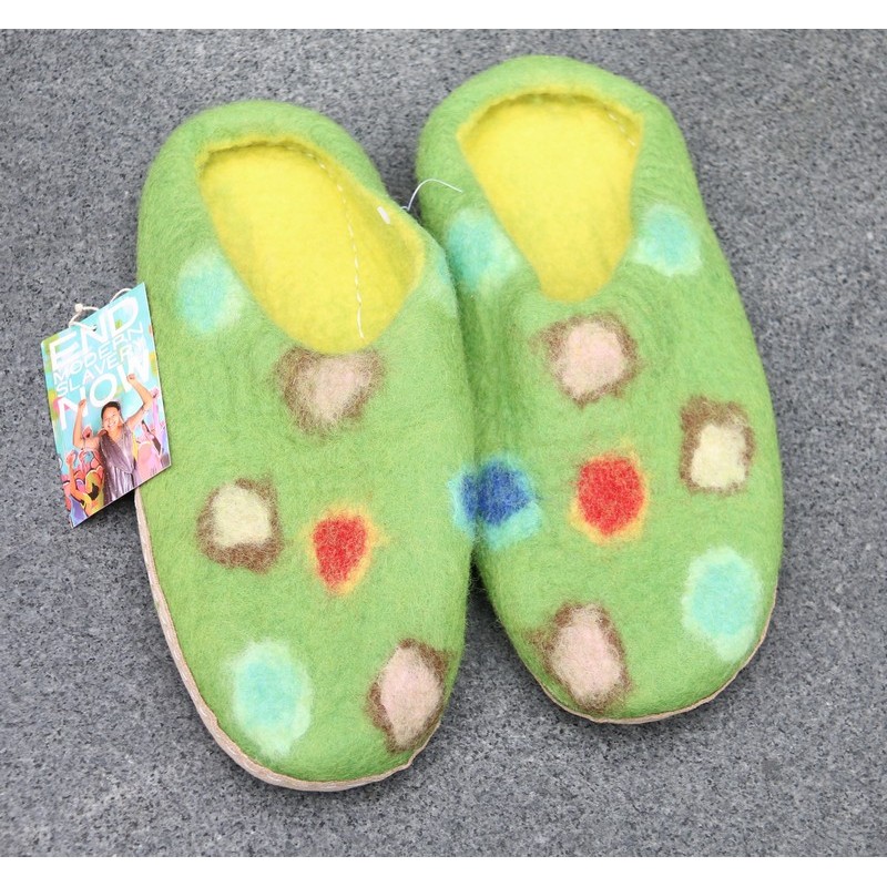 Håndlavet filt hjemmesko, lysegrøn
