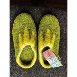 Håndlavet filt hjemmesko, mørkegrøn