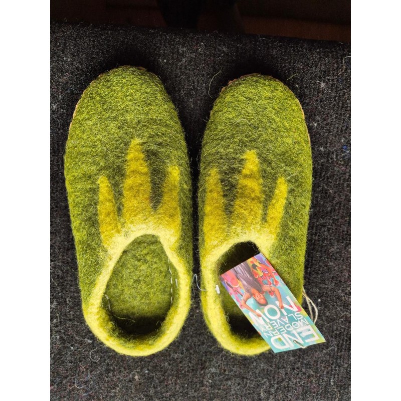 Håndlavet filt hjemmesko, mørkegrøn